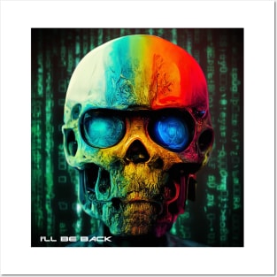 terminator coloreted skull Posters and Art